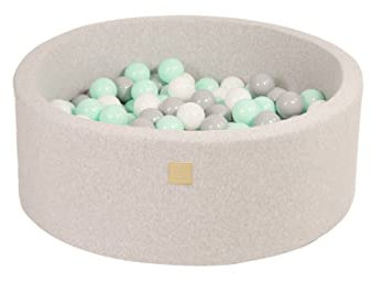 MEOWBABY Bällebad Baby - Rund 90x30cm Ball Pit für Kinder ab 1 Jahr mit 150 Bälle - Weiches & Sicheres Bällepool, Cotton, Hellgrau