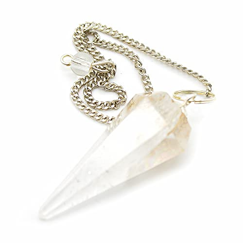 DOJA Barcelona | Pendule Divinatoire 7 Chakras Pierre Quartz Blanc | Pierres Lithotherapie, Pierre Precieuse pour Meditation, Pendule Radiesthesie, Spirituel Objet, Bien Etre, Esoterisme Objet