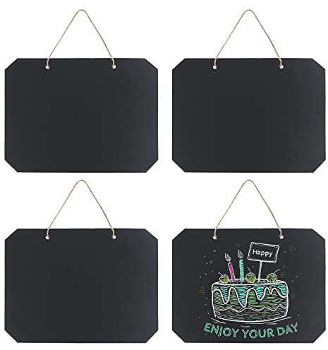 Delsen Mini Tafel 4 Stück Kleine kreidetafel zum Aufhängen Kleine Tafeln zum Beschriften Doppelseitig Tischaufsteller für kleine tafel aufhängen für Zimmer,Büro,Zuhause(16 * 12cm)