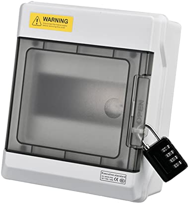 Scatola Distribuzione Superficie, Scatola Portafusibili Armadio Elettrico Superficie IP65 Impermeabile con Serratura 1 Fila per 6 Moduli Scatola Distribuzione Superficie Giardino o Aree Esterne