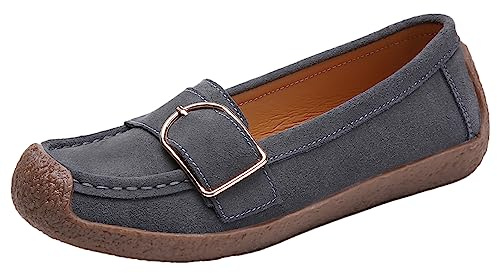 rismart Mocasine Mujer Ante Poner Conducción Planos Casual Zapato Barco