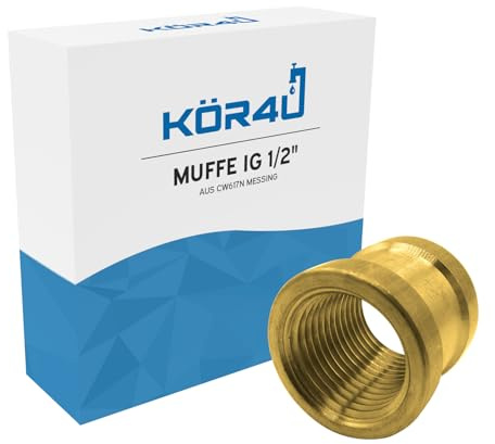 kör4u Manguito IG 1/2 pulgadas, latón CW617N, empalme, tubería, fontanería y jardín
