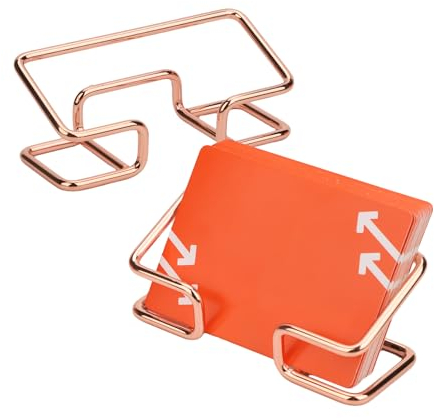 NQEUEPN 2 Stück Visitenkartenhalter für Schreibtisch, Roségold Metall Visitenkartenständer Ständer Visitenkarten Display für Büro und Zuhause Ausstellung Passend für 50 Visitenkarten