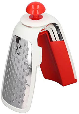 4 in 1 Vegetable Cutter Multifunctional Portable Stainless Steel Veggie Chopper for Cucumber Carrot Ginger Potato (Red)