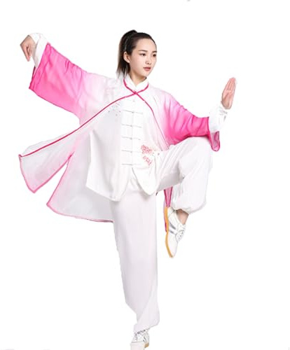 Abito da Donna Tai Chi Abbigliamento per Arti Marziali Kung Fu Cinese Tencel Velo Abito Hanfu per La Meditazione Zen Wing Chun(B,M)