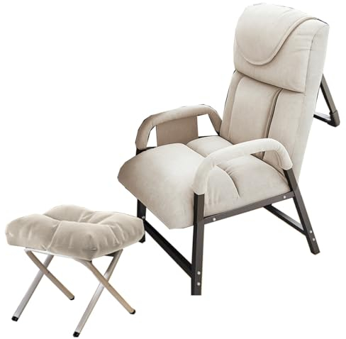 Lesesessel Loungesessel Stuhl Polstersessel Mit Verstellbarer Rückenlehne, Lesesessel Oder Relaxsessel Mit Metallbeinen, Moderne Beistellstühle Für Wohnzimmer, Büro ( Color : /Beige , Size : With otto