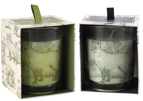 BWG Scented Candles Glass Jars - Woodland Fox - Oak/Violet Fragrances - Set of 2