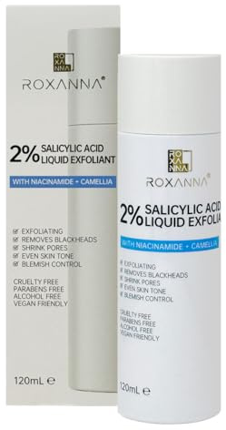 Roxanna 2% BHA Liquid Chemical Exfoliant - Face Exfoliating Peel Fights Blackheads & Enlarged Pores - with Salicylic Acid & Niacinamide, Even Skin Tone, Blemish Control - 120 ml