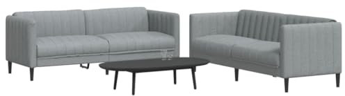 Homgoday 2-TLG. Sofagarnitur Hellgrau Stoff Wohnzimmersofa Sitzsofa Sofa Couch Gästesofa Loungesofa Polstersofa Couchgarnitur Sitzmöbel für Wohnzimmer Büro