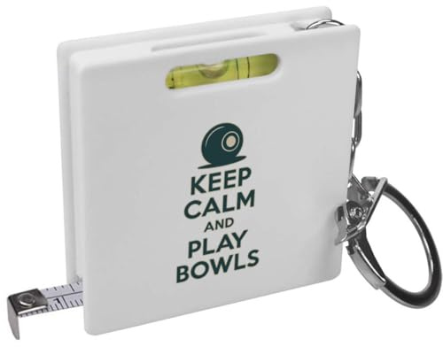 Azeeda 'Keep Calm and Play Bowls' Keyring Tape Measure (KM00043948) | Mini Measuring Tool / Spirit Level for DIY, Work, Bags and Keys
