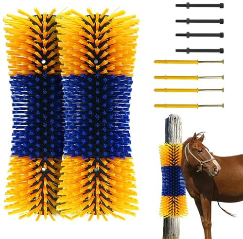 Lot de 2 brosses à gratter pour cheval, vache, cheval, demi-cercle, brosse de toilettage complet avec vis, pour chèvres, bovins, vaches, moutons, chevaux, porcs et autres animaux de ferme pour gratter