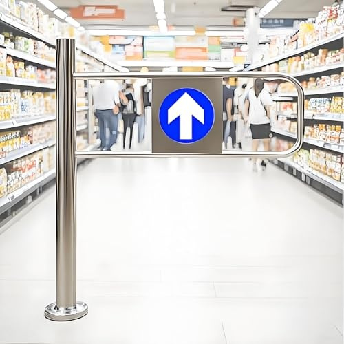 Puerta de entrada pivotante de acero inoxidable, cierre automático de 90°, dispositivo de seguridad de una sola dirección, bloqueo de resorte para entrada de biblioteca y tienda, lado derecho, 55 x