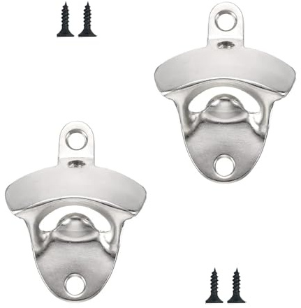 QZKJQDD Flaschenöffner wand, Zinklegierung Flaschenöffner, Silber Bieröffner Wand, Bierflaschenöffner geeignet für Bars, Küchen, Wohnungen, Terrassen, Restaurants usw (2 Stück Keine Worte)
