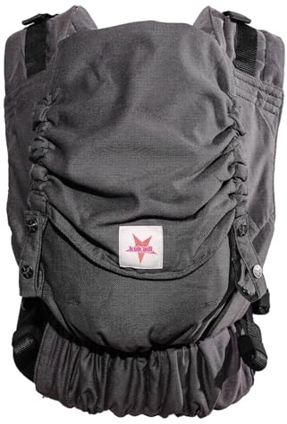 KOKADI Babytrage Flip X - für Neugeborene ab Geburt bis 15kg - ergonomisch, mitwachsend und einfach - geeignet für breite Schultern, sichere Tragehilfe aus Bio-Baumwolle - Just Mr. Grey