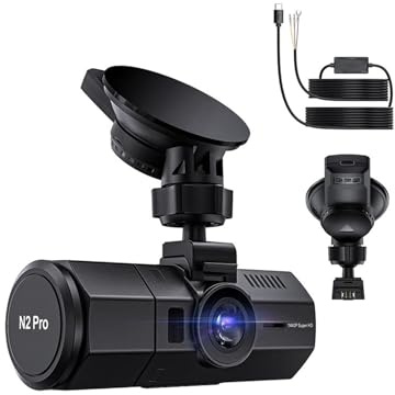 Cámara de tablero dual N2 Pro, cámara frontal e interior con visión nocturna por infrarrojos y sensor de movimiento las 24 horas. Modo de estacionamiento.(N2P-HWK-GPS,256G Card)