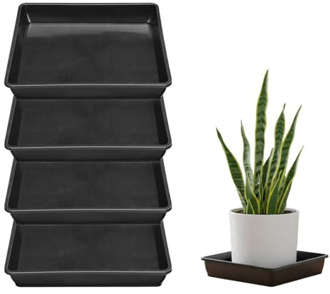 Ulawellor Sottovaso Quadrato per Piante Confezione da 4 Plastica Quadrati Vaso 22 x 22 cm Plastica Quadrati Vaso Fiori Gocciolatoio Vassoi per Interni ed Esterni