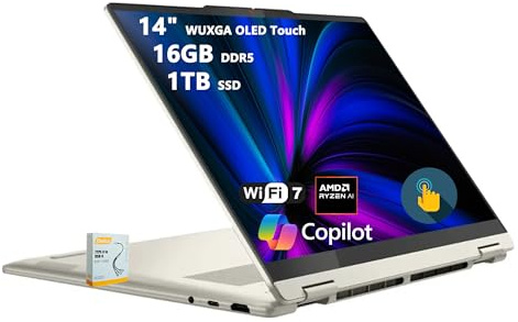 Lenovo Yoga 7 2-in-1 Copilot+AI PC Laptop | 14 WUXGA OLED Touch (100% DCI-P3) | AMD Ryzen AI 7 350 (fino a 50 top) | 16 GB DDR5 1TB SSD | per Creator Business Professional Win11 w/DLCA accessorio