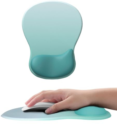 Uwiyo Tapis de Souris avec Support pour Repose-Poignets, Tapis de Souris en Gel Tapis de Sourise Ergonomique avec Repose-Poignet Antidérapant Tapis Sourise Gamer pour Ordinateur Laptop (Bleu-Vert)