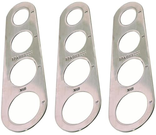 SHINEOFI Misuratore per Spaghetti in Acciaio Inossidabile 3 Pezzi 4 Fori Dosatore Porzioni Pasta per Cucina Domestica e Viaggi Righello Piatto per Noodles e Tagliatelle