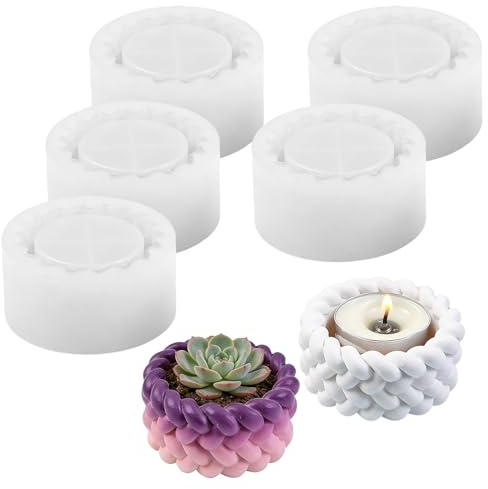 5pcs wiederverwendbare Silikon Kerzen Gießformen für Teelichter Blumentöpfe | Gießform für Kerzen, Beton, Gips und Epoxidharz Bastelprojekte