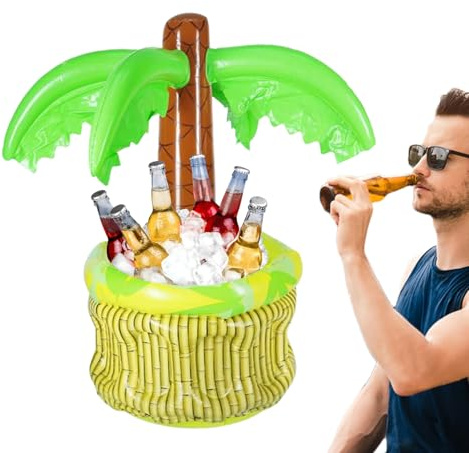 Aufblasbarer Palmenkühler – 320 g Strandparty-Kühler | 27,56 x 26,77 x 11,81 Zoll großer aufblasbarer Palmen-Getränkekühler aus PVC, Picknickgeschirr für Pooldekorationen, Partyzubehör
