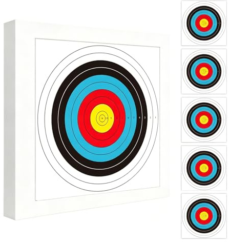 THREE ARCHERS Zielscheibe Bogenschießen 50x50cm Zielscheibenset Leichte und Langlebige Hochdichte Schaumscheibe mit 5 Auflagen und 4 Scheibennägeln für Bogensport Ziel