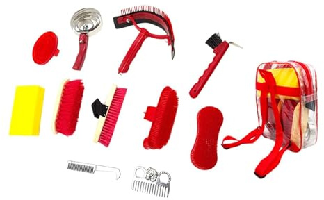 Perfeclan 11x Kit de Aseo para Caballos, Herramientas de Limpieza, Cepillo para Cascos, almohaza, Suministros para el Cuidado de Caballos, Juego de cepillos