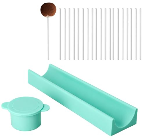 GYTFOG 2PCS Cake Cutter Set, Round Dessert Mould & Tray with Twenty Paper Sticks, Easy Release Silicone Cake Pop Maker Kit, Pop Moulds for Birthday, Parties, Cookies, Home Kitchen