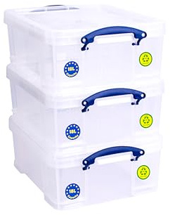 Really Useful Box 3 x 18 Liter - 480 x 390 x 200 mm - f�r 93 CDs / 44 DVDs - transparent
