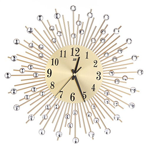 3D Wanduhr Diamanten Dekorative Uhr Wanduhr Wohnzimmer leise Quarzuhren Moderne puristische Uhren (Gold), Metall, goldfarben, Diamonds Style
