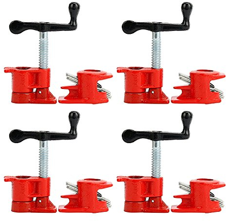 (4 Pack) 3/4 Wood Gluing Pipe Clamp Set Heavy Duty PRO Woodworking Cast Iron