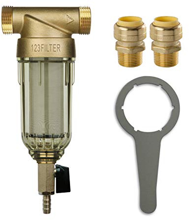 iSpring WSP-50 Spin Down Sediment Filter, 2 Push-Fit Fittings, 50 Micron
