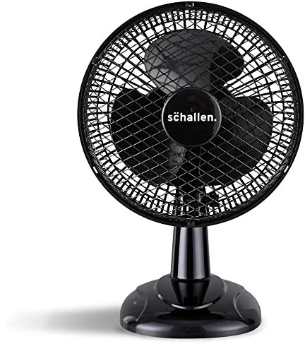 Schallen 6 Small Electric Modern Portable Air Cooling Fan with Tilt Feature for PC, Worktop, Desk, Office, Home & Travel Use (Black)