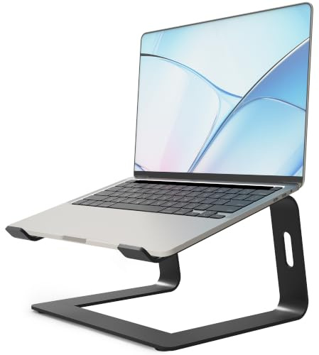 Orionstar Support Ordinateur Portable, Support PC Portable Bureau Ergonomique, Support Macbook Pro Air, Rehausseur Ordinateur Portable Ventilé pour Dell Apple Laptops Tablettes 10-15,6 (Noir)