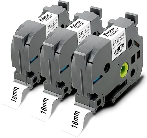 Pristar Kompatibel 18mm Schriftband als Ersatz für TZe-241 TZe241 TZ-241 TZe laminierter Etikettendrucker für Brother PT-D400 D400VP 1830VP PT-P750W PT-D600VP PT-D600 PT-P700 2430 D450VP D800W 3 Pack