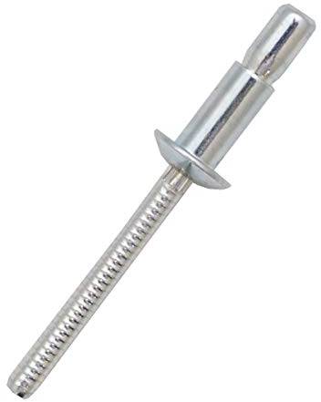 RS PRO Blind Niet, Ø 6.4mm x 14.5mm, Grau, Stahl, 6.6 → 6.9mm, min. 2mm, max. 9.5mm, Packung a 100 Stück