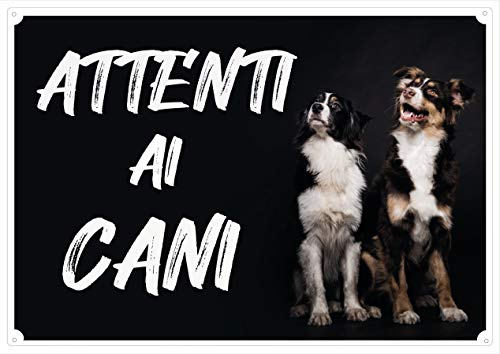 Cartello Targa ATTENTI AI CANI da Cancello STYLE cm 30 x 21,5