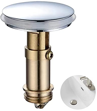 Bathroom Push Pop-Up Click Clack Plug Stopper, 38mm Push Sink Drain Plug Pop-up Stopper, Pop Up Sink Plug for Kitchen Bathroom Washbasin Bath(Solid Brass Chrome Plating)