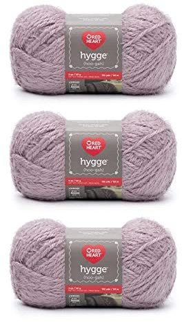 Red Heart Hygge Lavender Yarn - 3 Pack of 141g/5oz - Acrylic Nylon Blend - 5 Bulky - 132 Yards - Knitting/Crochet