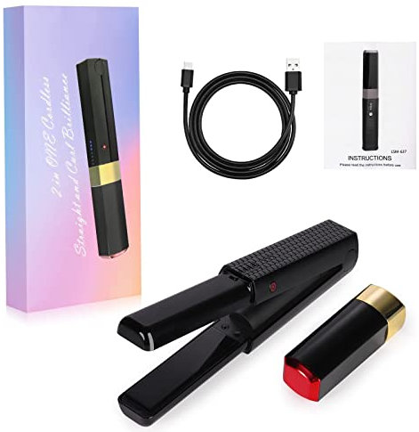 Piastra per Capelli Senza Fili, LiveGo Ferro Arricciacapelli Lisciante 2 in 1, Mini Ferro Piatto in Ceramica Ricaricabile USB Portatile, Velocità di Riscaldamento Rapida Adatto per Viaggiare