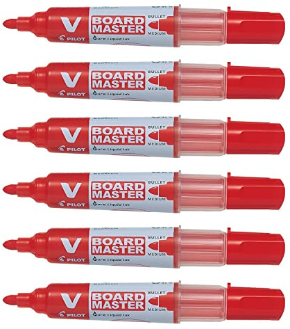 PILOT V Board Master Whiteboard-Marker, mittlere Spitze, Rot, 6 Stück
