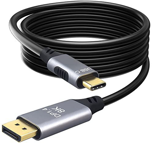 Lonlonty Cavo USB C a DisplayPort 1.4, 8K@60Hz, 4K@120Hz, 8K Cavo Thunderbolt 3/4 a DisplayPort, Cavo USB-C a DP, 6.6FT/2M