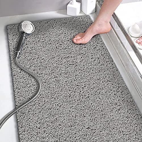 Loofah Long Shower Mat for Bathtub, Bath Mat Non Slip Anti Mould Antibacterial Soft PVC Bath Mat for Bathroom Wet Shower Areas (Grey)(40 * 100cm)