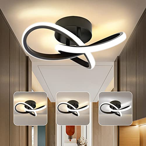 BOYIR Deckenlampe LED Deckenleuchte Schwarz 22W 2200LM, 3000K/4000K/6000K Modern Einfach Deckenleuchten, LED Lampe für Schlafzimmer Wohnzimmer Gang Flur Balkon Küche Restaurant Balkon