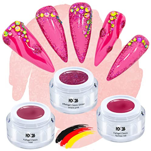 Viva Magenta Farbe des Jahres Collection - Gel Set - Gelnägel Farbgel - Made in Germany (3 x 5ml)
