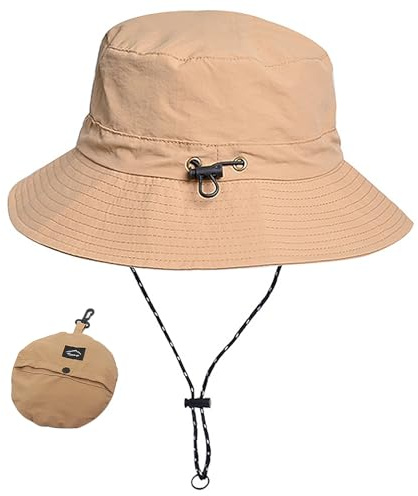 WANYIG Sonnenhut Damen Herren UV Schutz Faltbar Safari Hut Wasserdicht Sommerhut Wanderhut Anglerhut Outdoor Buschhut Schnell Trocken 55-58CM