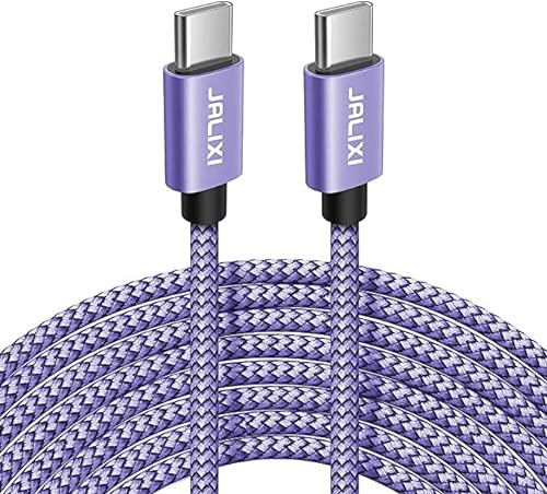 JALIXI Cavo USB C USB C 6M, PD 60W Cavo USB Tipo C Extra Lungo Ricarica Rapida Nylon per iPhone 15 Pro Max, iPad Air 5 4, Samsung Galaxy S24 Ultra S23 S22, A55 A35 A25 A15, Pixel 8 7 6a, Viola