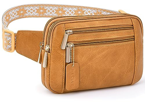 HKCLUF Gürteltasche Für Damen,Modische Umhängetasche Gürteltasche Für Damen/Herren,Hüfttasche Mit Verstellbarem Riemen(Dunkelgelb)