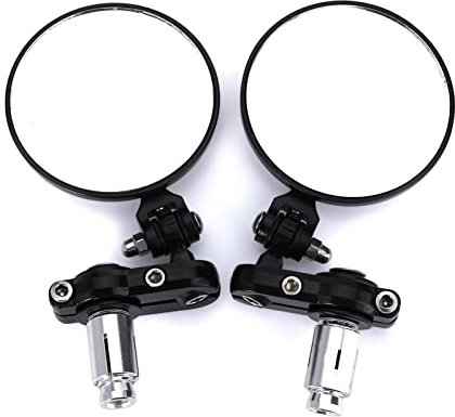 HSPORT Lenker Rückspiegel Klappbare Lenkerendenspiegel Universal Seitenspiegel Lenkerenden-Rückspiegel 360 Grad Motorrad Roller Rückansicht lenkerspiegel