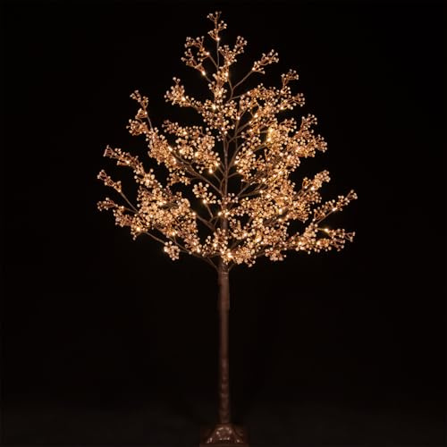 TYBEEU 5ft Lighted Baby's Breath Tree with 128 Warm White LED Lights, Dimmable, Ideal for Indoor & Outdoor Holiday Decor, Home, Garden, Wedding & Party